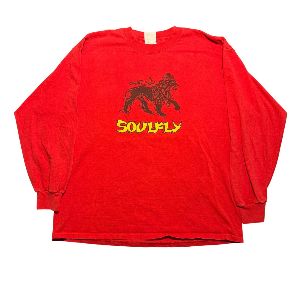 Vintage Soulfly 2002 Tour Long Sleeve Shirt Red XL Band Tee Lion Graphic